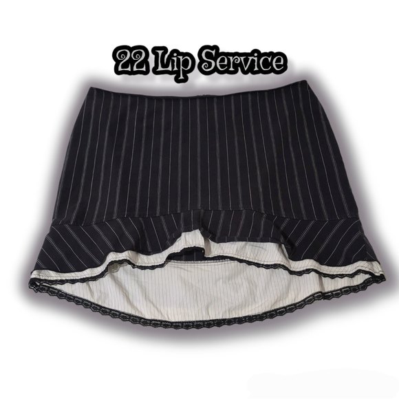 vintage lip service pinstripe ruffle lace skirt black white plus 22 - Picture 1 of 10